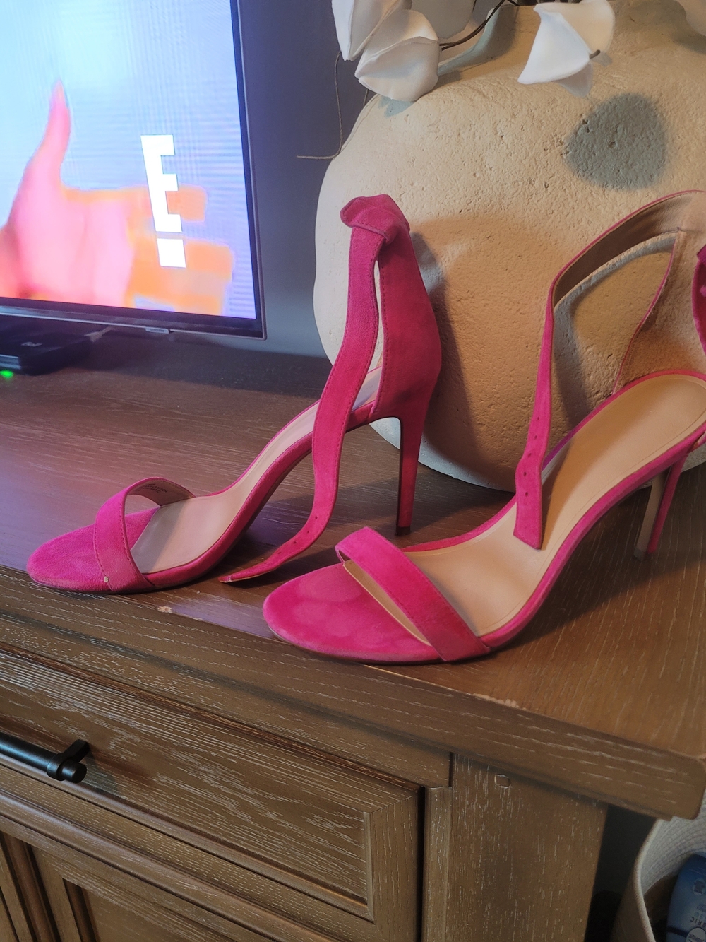 Banana Republic Hot Pink Suede Open-Toe Stiletto Sandals